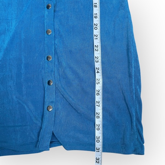 Princess Polly Blue Textured Long Sleeve Button Down Mini Dress Bodycon Size 6 - Picture 7 of 10